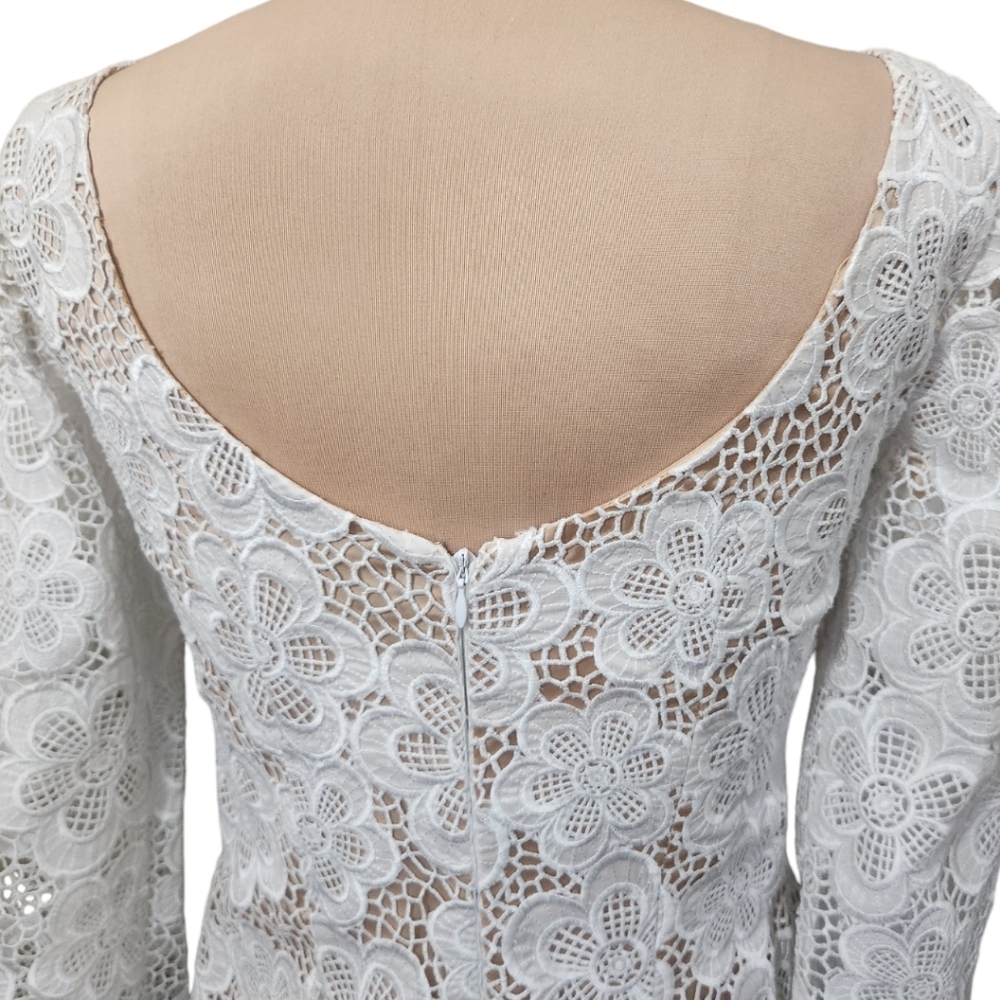 LUISA SPAGNOLI Guipure Floral Lace Mini Dress - Size 6 - 42 Italia - Picture 9 of 12
